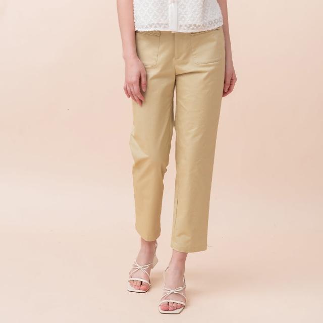 【perng yuh 芃諭名品】暖陽微感 辮飾 棉質 直筒九分褲(2024 AW Collection｜3C秋冬新品上市)