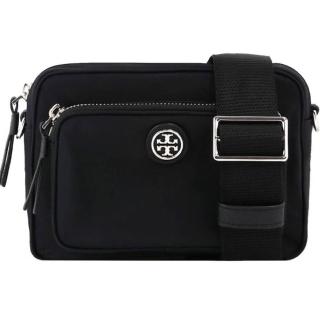 【TORY BURCH】專櫃款黑色前口袋小款尼龍斜揹包