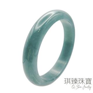【琪臻珠寶】天然A貨翡翠糯種油綠藍水平安鐲(19-20圍手鐲 大手圍首選 依尺寸隨機出貨 年中慶618限定)