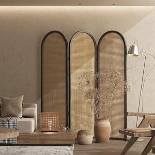 【速藝家居】單扇白蠟木50*190cm 棉麻(屏風 日式藤編屏風 隔斷屏風 折疊屏風 移動屏風 玄關折屏 預購15天)