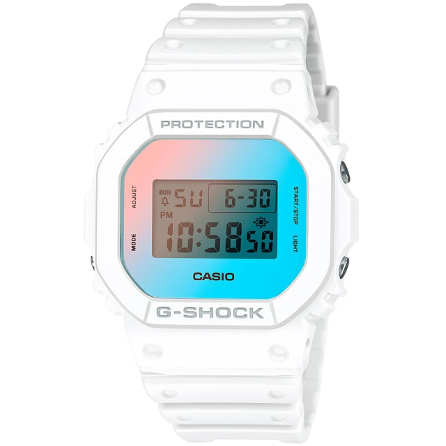 CASIO 卡西歐 G-SHOCK 仲夏海灘漸變虹彩玻璃電子錶 禮物 開學(DW-5600TL-7)