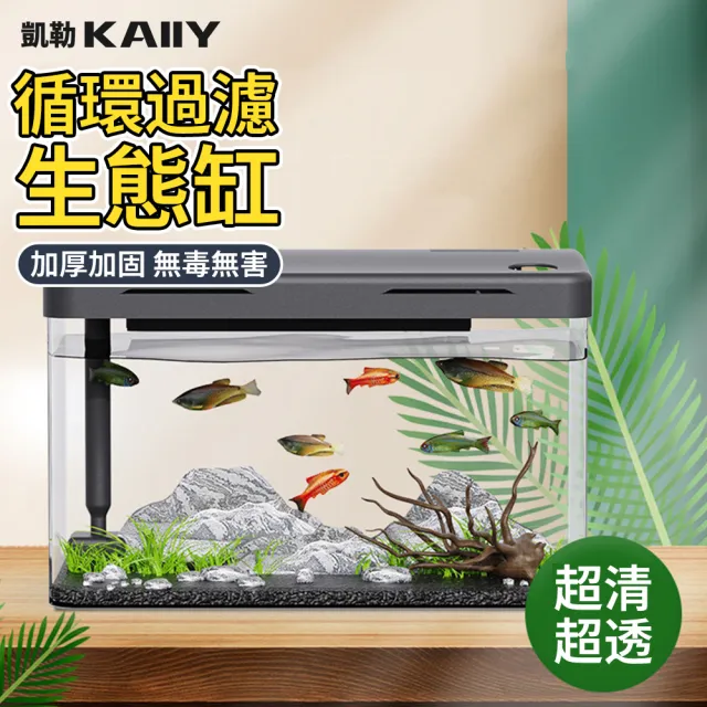 【凱勒】450型亞克力魚缸 懶人魚缸 水族缸 造景魚缸 小型魚缸(炫彩燈光 循環過濾 增氧)