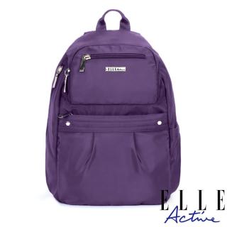 【ELLE active】知性優雅系列-防盜 後揹包-中-紫色
