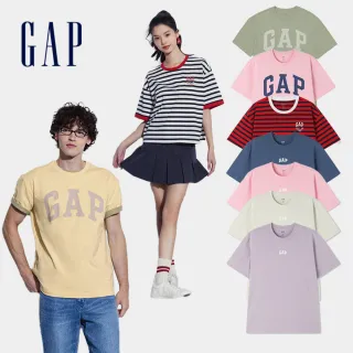 【GAP】男女同款 Logo純棉圓領短袖T恤-多款任選(608927&496364&608954)