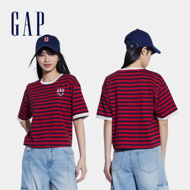 【GAP】男女同款 Logo純棉圓領短袖T恤-多款任選(608927&496364&608954)