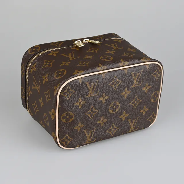 【Louis Vuitton 路易威登】LV M44495 Nice Mini經典LOGO Monogram帆布拉鍊手提化妝箱(咖啡)