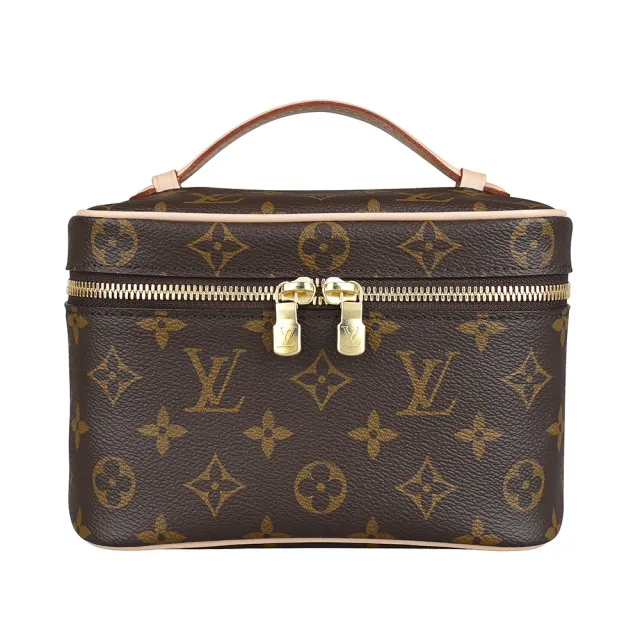 【Louis Vuitton 路易威登】LV M44495 Nice Mini經典LOGO Monogram帆布拉鍊手提化妝箱(咖啡)