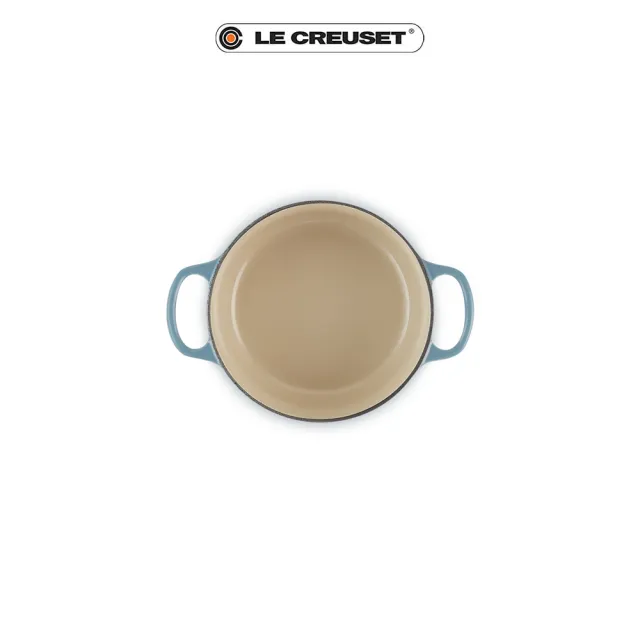 【Le Creuset】典藏琺瑯鑄鐵鍋圓鍋 18cm(水手藍-鋼頭)