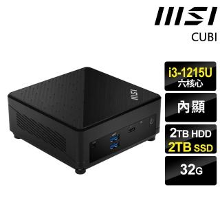 【MSI 微星】i3 六核迷你電腦(CUBI/i3-1215U/32G/2TB HDD+2TB SSD/W10P)