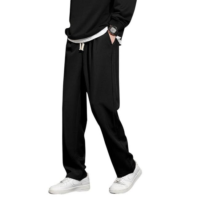 【巴黎精品】現貨+預購 休閒褲直筒長褲(垂感西褲抽繩寬鬆男褲子4色v1bj33)