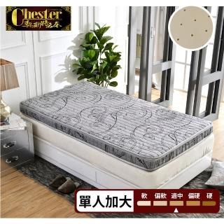 【Chester 契斯特】床墊 薄形獨立筒 薄墊 德國魯道夫軍規級抗菌 乳膠款-3.5尺(單人加大)