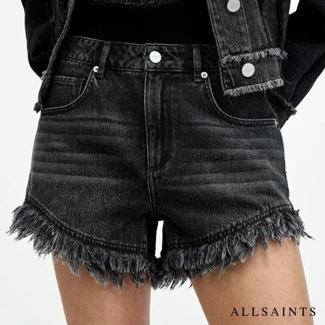 【ALLSAINTS】ASTRID 高腰抽鬚牛仔短褲 W036EA(常規版型)