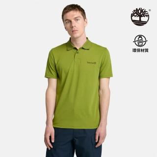 【Timberland 官方旗艦】男款綠色吸濕排汗短袖Polo衫(A2ND5EFO)
