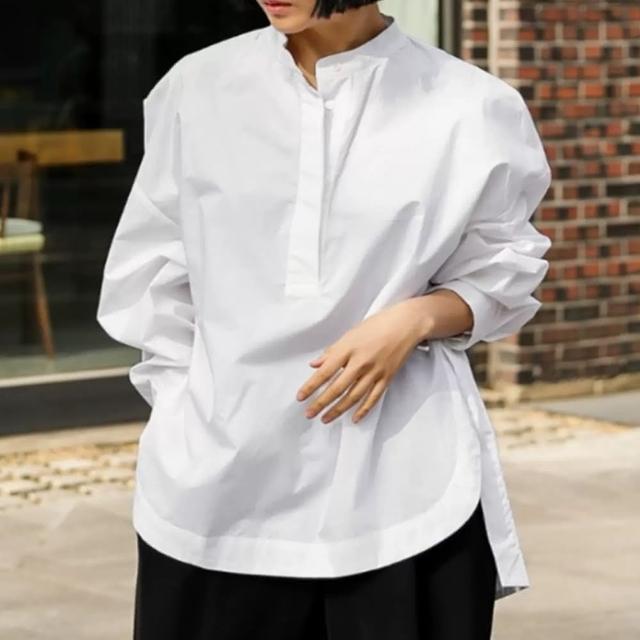 【巴黎精品】現貨+預購 襯衫長袖上衣(棉質寬鬆前短後長女裝2色a1go8)