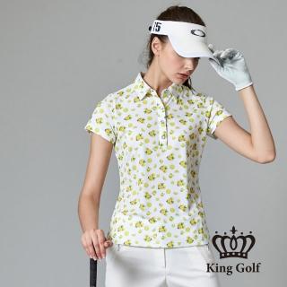 【KING GOLF】MOMO特談-女款暢夏果香印圖造型POLO衫(白色)