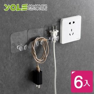 【YOLE 悠樂居】無痕貼透明插頭掛架#1326037(6入)