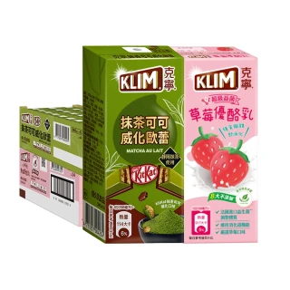 【KLIM 克寧】抹茶可可+草莓優酪乳198ml(共48入；保久乳)