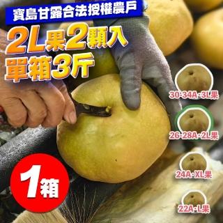 【果樹寶石】卓蘭寶島甘露水梨2L兩顆x1盒（約3斤/盒）（25兩以上/顆）(外銷指定農場 巨脆雪藏甘甜)