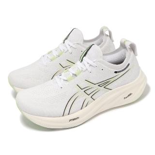 【asics 亞瑟士】慢跑鞋 GEL-Nimbus 26 2E 男鞋 寬楦 白 綠 厚底 緩衝 運動鞋 亞瑟士(1011B795102)
