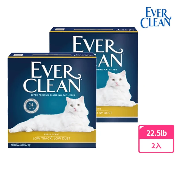 【EverClean 藍鑽】粗顆粒清香結塊貓砂22.5lb-2入組(美規)