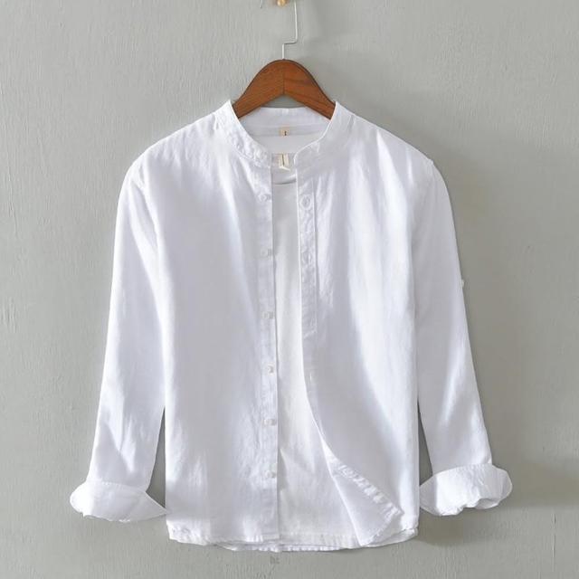 【巴黎精品】現貨+預購 襯衫長袖上衣(棉麻百搭休閒商務男裝5色a1et14)