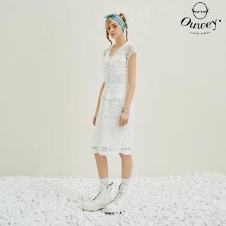 【OUWEY 歐薇】兩件式縷空蕾絲連帽洋裝(白色；XS-M；3242397138)