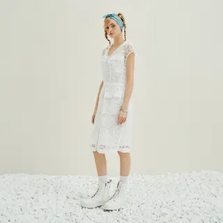 【OUWEY 歐薇】兩件式縷空蕾絲連帽洋裝(白色；XS-M；3242397138)