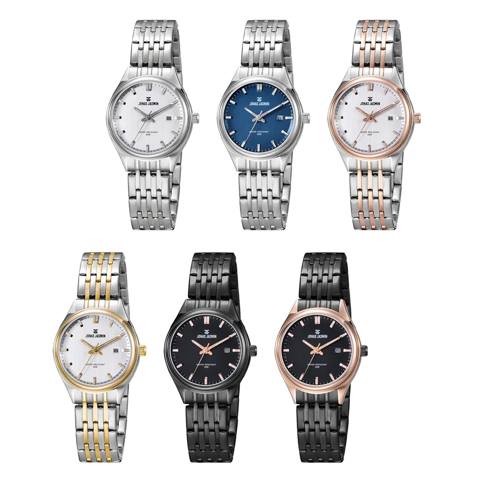 【Jonas Jasmin】喬納斯 JJ-3120L 情侶對錶 女款 優雅 時尚 多色 夜光指針刻度 日期顯示 石英 手錶