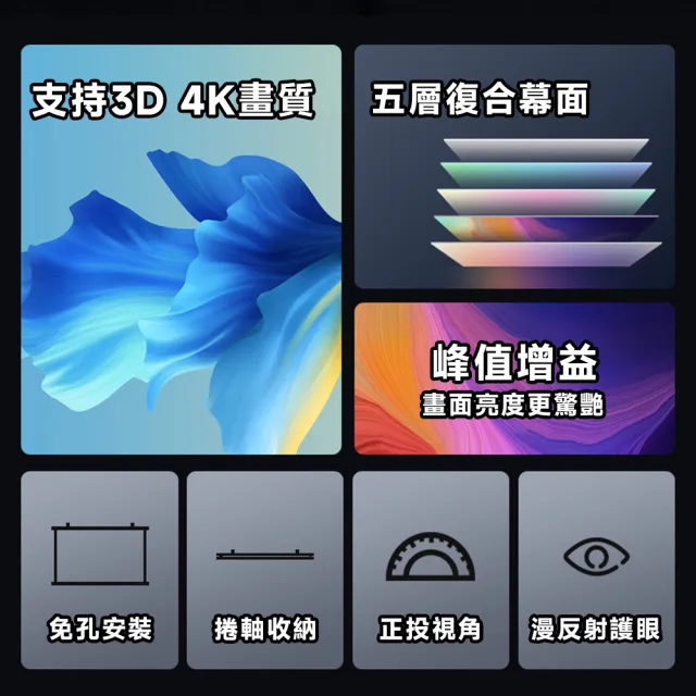 【匠藝家居】布幕 投影布幕 金屬布幕 抗光幕布 投影機布幕(4K Ultra畫質/100寸16:9)