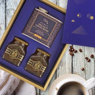【Hiles】藝妓極品咖啡禮盒+泉發蜂蜜(咖啡豆227g/罐+蜂蜜250gx2罐/附提袋)