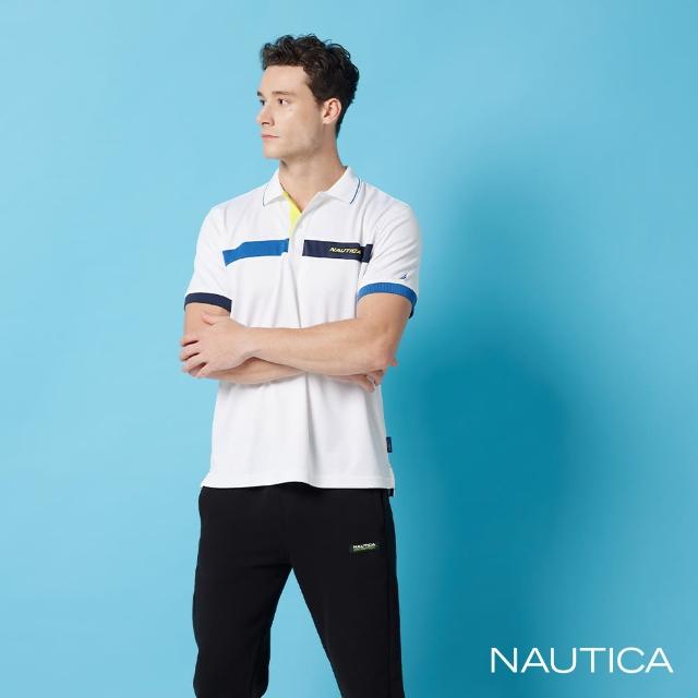 【NAUTICA】男裝 吸濕排汗機能短袖POLO衫(白色)