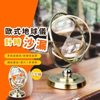 【精美工藝】歐式地球儀計時沙漏(玻璃沙漏 古典復古 計時器 藝術品 工藝品 流沙 擺件 生日禮物)