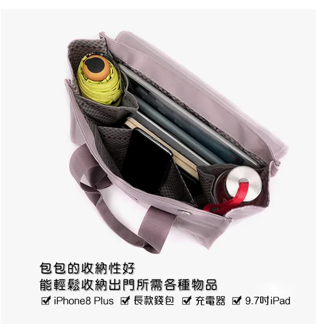 【QIDINA】雙11 2入-日系時尚質感多夾層手提斜背包-D(大容量包包女單肩包 側背包手提包 帆布包 