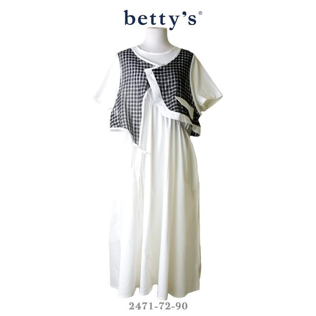 【betty’s 貝蒂思】假兩件格紋背心抽皺洋裝(共二色)