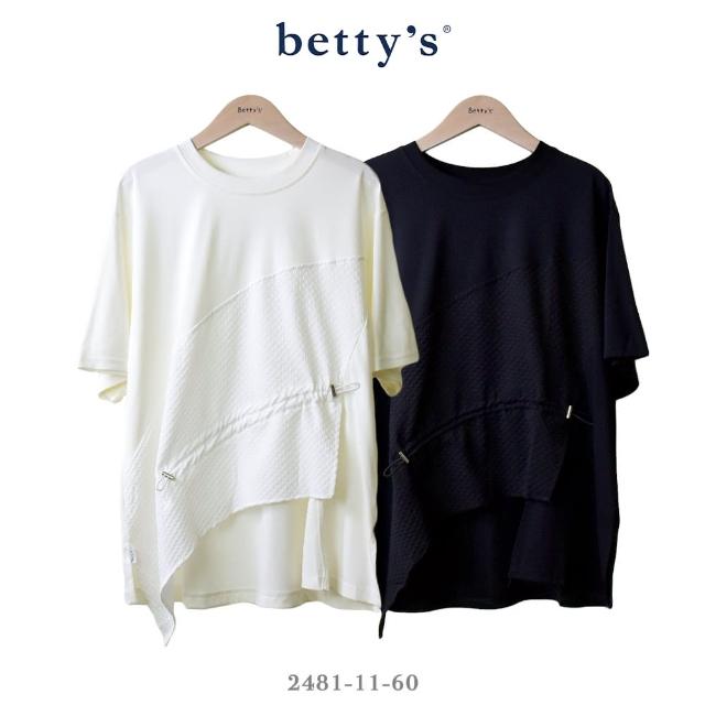 【betty’s 貝蒂思】格紋斜接抽繩開衩短袖T-shirt(共二色)