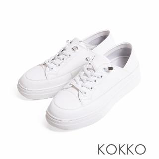 【KOKKO】輕盈舒適真皮後踩休閒鞋(白色)