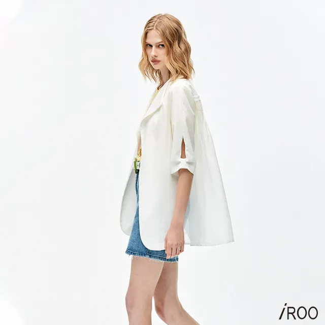 【iROO】剪接雪紡外套