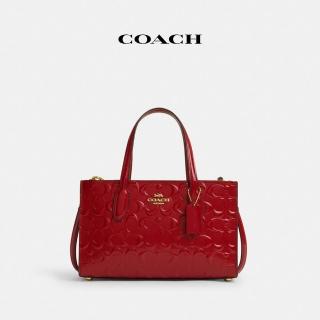 【COACH蔻馳官方直營】NINA經典Logo皮革小號托特包-IM/紅色(CV400)