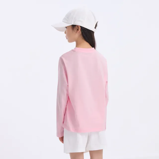 【GAP】兒童裝 Logo純棉印花圓領長袖T恤-粉色(617597)