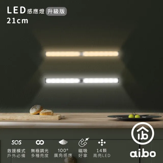 【aibo】升級版多功能 USB充電磁吸式 21cmLED感應燈管(LI-33S)