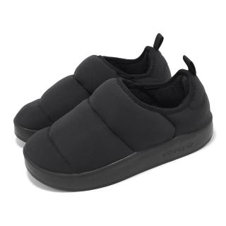 【adidas 愛迪達】麵包鞋 Puffylette J 大童 女鞋 黑 休閒鞋 涼拖鞋 包鞋 室內拖鞋 愛迪達(IG7706)
