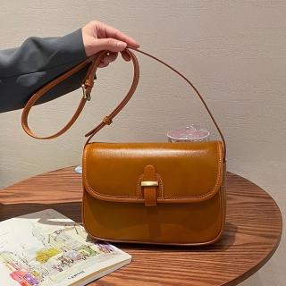 【巴黎精品】現貨+預購 側揹包真皮手提包(百搭牛皮實用馬鞍女包包5色a1gn31)