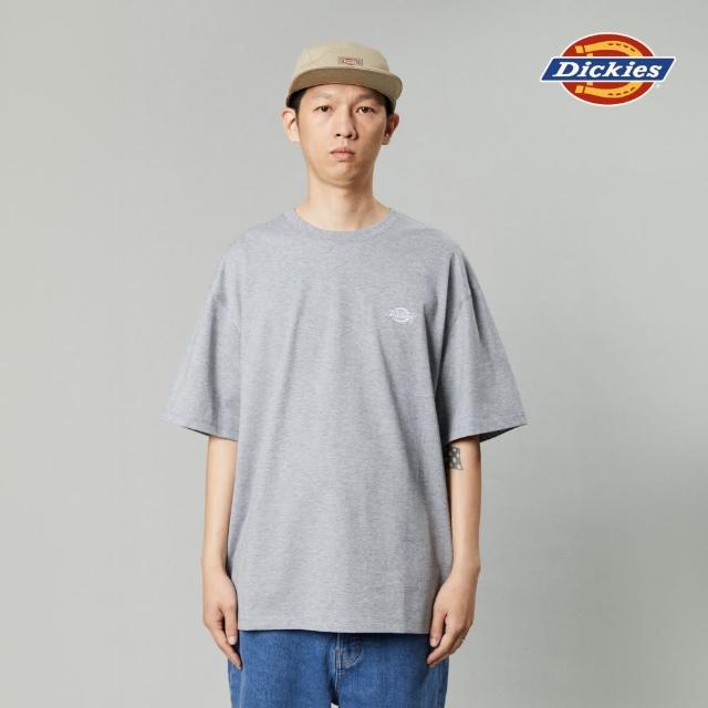 【Dickies】男女款羽灰色純棉胸前簡約刺繡Logo休閒短袖T恤｜DK012964CQ8