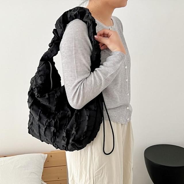 【巴黎精品】現貨+預購 手提包尼龍肩背包(褶皺休閒百搭帆布女包包4色a1fp31)