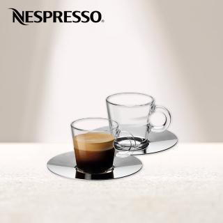 【Nespresso】VIEW Espresso 杯盤組(內含2只Espresso玻璃咖啡杯 80ml與2只亮面不鏽鋼盤)