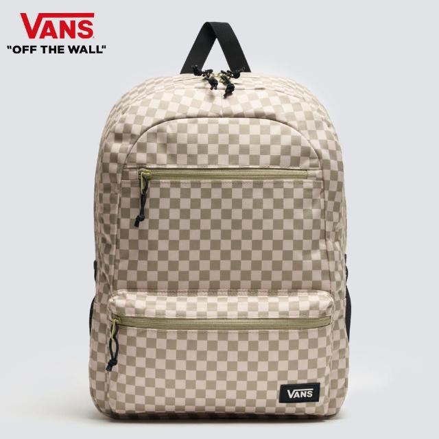 【VANS 官方旗艦】Back To School 男女款卡其色棋盤格後背包