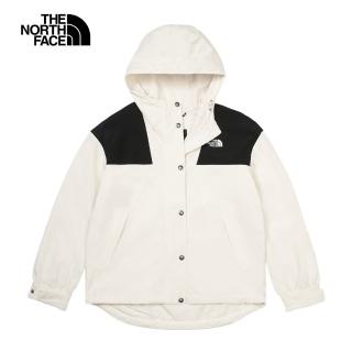 【The North Face 官方旗艦】北面女款米白色DryVent防水透氣連帽衝鋒衣｜7QSIROU(外套)