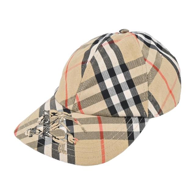 【BURBERRY 巴寶莉】格紋棉質混紡棒球帽(沙色)