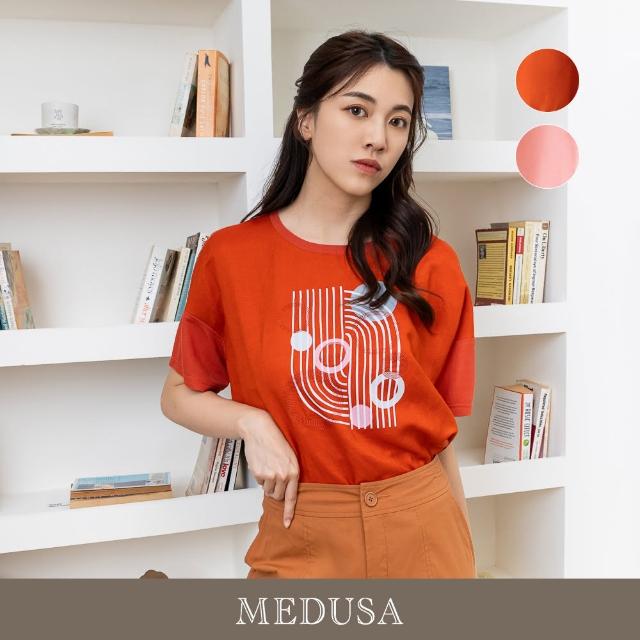 【MEDUSA 曼度莎】現貨-圈圈刺繡圖樣亞麻涼感休閒Tee（M-XL）｜女休閒上衣 涼感亞麻上衣(301-56901)