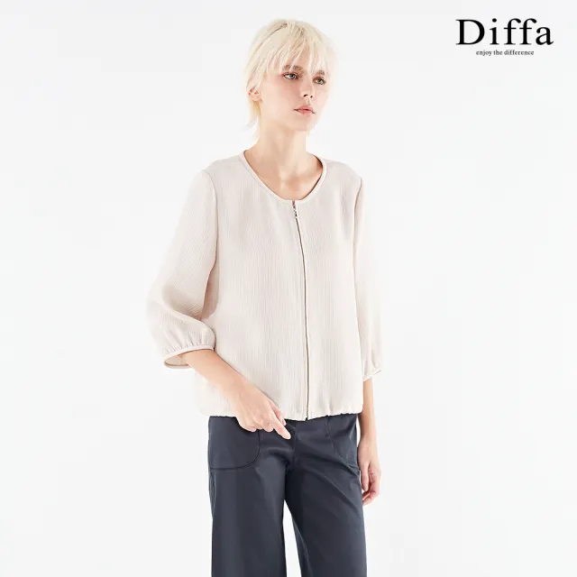 【Diffa】立體泡泡面感拉鍊式外套-女